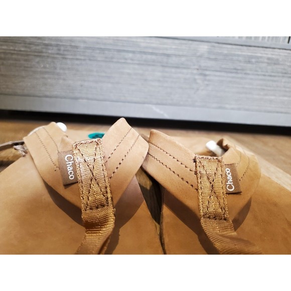 Chaco Classic Leather Flip Flops Mens Tan Slip On Arch-Support Summer Size 8 NWT main image 4